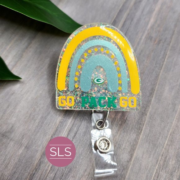 Go Pack Go Rainbow Badge Reel-Football Badge Reel - Picture 8 of 10